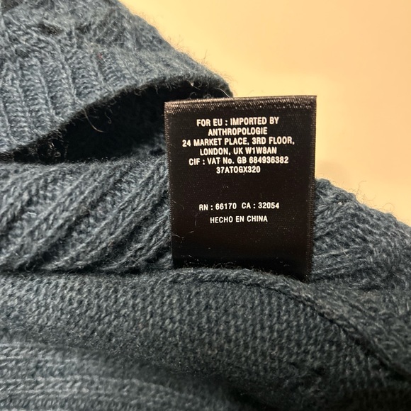 Anthropologie Wrap Sweater Women’s Small Blue Cotton Knitted & Knotted Crochet - Picture 7 of 10